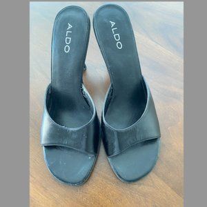 Aldo, heeled sandals, size 38, black leather.